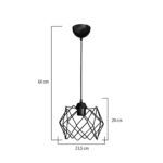 GLOBOSTAR® VORTEX 203-0277 Μοντέρνο Κρεμαστό Φωτιστικό Οροφής με Ντουί 1 x E27 AC 220-240V IP20 - Μαύρο - Μ23.5 x Π23.5 x Υ20cm - Image 2