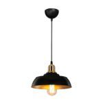 GLOBOSTAR® LOAN 203-0279 Μοντέρνο Κρεμαστό Φωτιστικό Οροφής με Ντουί 1 x E27 AC 220-240V IP20 - Μαύρο & Χρυσό  - Μ25.5 x Π25.5 x Υ17cm - Image 3