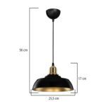 GLOBOSTAR® LOAN 203-0279 Μοντέρνο Κρεμαστό Φωτιστικό Οροφής με Ντουί 1 x E27 AC 220-240V IP20 - Μαύρο & Χρυσό  - Μ25.5 x Π25.5 x Υ17cm - Image 4