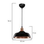 GLOBOSTAR® LOAN 203-0280 Μοντέρνο Κρεμαστό Φωτιστικό Οροφής με Ντουί 1 x E27 AC 220-240V IP20 - Μαύρο & Μπρονζέ  - Μ25.5 x Π25.5 x Υ17cm - Image 4