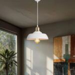 GLOBOSTAR® LOAN 203-0281 Μοντέρνο Κρεμαστό Φωτιστικό Οροφής με Ντουί 1 x E27 AC 220-240V IP20 - Λευκό & Χρυσό  -Μ25.5 x Π25.5 x Υ17cm - Image 5