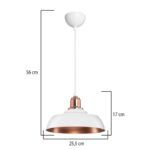 GLOBOSTAR® LOAN 203-0282 Μοντέρνο Κρεμαστό Φωτιστικό Οροφής με Ντουί 1 x E27 AC 220-240V IP20 - Λευκό & Μπρονζέ  - Μ25.5 x Π25.5 x Υ17cm - Image 4