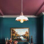 GLOBOSTAR® LOAN 203-0282 Μοντέρνο Κρεμαστό Φωτιστικό Οροφής με Ντουί 1 x E27 AC 220-240V IP20 - Λευκό & Μπρονζέ  - Μ25.5 x Π25.5 x Υ17cm - Image 5