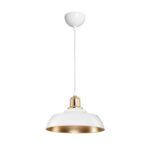 GLOBOSTAR® LOAN 203-0283 Μοντέρνο Κρεμαστό Φωτιστικό Οροφής με Ντουί 1 x E27 AC 220-240V IP20 - Λευκό & Χρυσό  - Μ25.5 x Π25.5 x Υ17cm