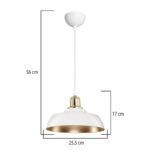 GLOBOSTAR® LOAN 203-0283 Μοντέρνο Κρεμαστό Φωτιστικό Οροφής με Ντουί 1 x E27 AC 220-240V IP20 - Λευκό & Χρυσό  - Μ25.5 x Π25.5 x Υ17cm - Image 4