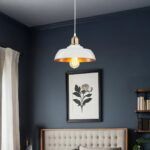 GLOBOSTAR® LOAN 203-0283 Μοντέρνο Κρεμαστό Φωτιστικό Οροφής με Ντουί 1 x E27 AC 220-240V IP20 - Λευκό & Χρυσό  - Μ25.5 x Π25.5 x Υ17cm - Image 5