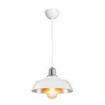 GLOBOSTAR® LOAN 203-0284 Μοντέρνο Κρεμαστό Φωτιστικό Οροφής με Ντουί 1 x E27 AC 220-240V IP20 - Λευκό & Ασημί  - Μ25.5 x Π25.5 x Υ17cm - Image 3