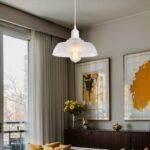 GLOBOSTAR® LOAN 203-0286 Μοντέρνο Κρεμαστό Φωτιστικό Οροφής με Ντουί 1 x E27 AC 220-240V IP20 - Λευκό Δίαφανο - Μ25.5 x Π25.5 x Υ17cm - Image 5