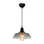 GLOBOSTAR® LOAN 203-0287 Μοντέρνο Κρεμαστό Φωτιστικό Οροφής με Ντουί 1 x E27 AC 220-240V IP20 - Γκρι Δίαφανο - Μ25.5 x Π25.5 x Υ17cm - Image 3