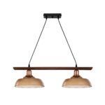 GLOBOSTAR® LOAN 203-0288 Μοντέρνο Κρεμαστό Φωτιστικό Οροφής με Ντουί 2 x E27 AC 220-240V IP20 - Καφέ & Μπρονζέ - Μ70 x Π25.5 x Υ19cm