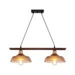 GLOBOSTAR® LOAN 203-0288 Μοντέρνο Κρεμαστό Φωτιστικό Οροφής με Ντουί 2 x E27 AC 220-240V IP20 - Καφέ & Μπρονζέ - Μ70 x Π25.5 x Υ19cm - Image 3