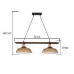 GLOBOSTAR® LOAN 203-0288 Μοντέρνο Κρεμαστό Φωτιστικό Οροφής με Ντουί 2 x E27 AC 220-240V IP20 - Καφέ & Μπρονζέ - Μ70 x Π25.5 x Υ19cm - Image 4