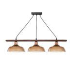 GLOBOSTAR® LOAN 203-0289 Μοντέρνο Κρεμαστό Φωτιστικό Οροφής με Ντουί 3 x E27 AC 220-240V IP20 - Καφέ & Μπρονζέ -  Μ89 x Π25.5 x Υ19cm