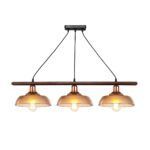 GLOBOSTAR® LOAN 203-0289 Μοντέρνο Κρεμαστό Φωτιστικό Οροφής με Ντουί 3 x E27 AC 220-240V IP20 - Καφέ & Μπρονζέ -  Μ89 x Π25.5 x Υ19cm - Image 3