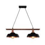 GLOBOSTAR® LOAN 203-0290 Μοντέρνο Κρεμαστό Φωτιστικό Οροφής με Ντουί 2 x E27 AC 220-240V IP20 - Μαύρο & Μπρονζέ - Μ70 x Π25.5 x Υ19cm - Image 3