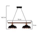 GLOBOSTAR® LOAN 203-0290 Μοντέρνο Κρεμαστό Φωτιστικό Οροφής με Ντουί 2 x E27 AC 220-240V IP20 - Μαύρο & Μπρονζέ - Μ70 x Π25.5 x Υ19cm - Image 4