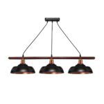 GLOBOSTAR® LOAN 203-0291 Μοντέρνο Κρεμαστό Φωτιστικό Οροφής με Ντουί 3 x E27 AC 220-240V IP20 - Μαύρο & Μπρονζέ - Μ89 x Π25.5 x Υ19cm