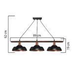 GLOBOSTAR® LOAN 203-0291 Μοντέρνο Κρεμαστό Φωτιστικό Οροφής με Ντουί 3 x E27 AC 220-240V IP20 - Μαύρο & Μπρονζέ - Μ89 x Π25.5 x Υ19cm - Image 4