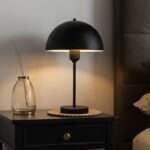 GLOBOSTAR® GAZETA 203-0296 Μοντέρνο Επιτραπέζιο Φωτιστικό Πορτατίφ με Ντουί 1 x E27 AC 220-240V IP20 - Μαύρο - Μ25 x Π25 x Υ39cm - Image 5