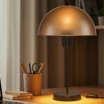 GLOBOSTAR® GAZETA 203-0297 Μοντέρνο Επιτραπέζιο Φωτιστικό Πορτατίφ με Ντουί 1 x E27 AC 220-240V IP20 - Μαύρο & Καφέ - Μ25 x Π25 x Υ39cm - Image 5