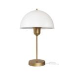 GLOBOSTAR® GAZETA 203-0303 Μοντέρνο Επιτραπέζιο Φωτιστικό Πορτατίφ με Ντουί 1 x E27 AC 220-240V IP20 - Λευκό & Μπρονζέ  - Μ25 x Π25 x Υ39cm