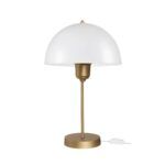 GLOBOSTAR® GAZETA 203-0304 Μοντέρνο Επιτραπέζιο Φωτιστικό Πορτατίφ με Ντουί 1 x E27 AC 220-240V IP20 - Λευκό Δίαφανο & Μπρονζέ  - Μ25 x Π25 x Υ39cm