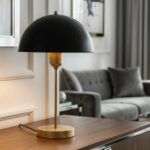 GLOBOSTAR® GAZETA 203-0305 Μοντέρνο Επιτραπέζιο Φωτιστικό Πορτατίφ με Ντουί 1 x E27 AC 220-240V IP20 - Μαύρο & Χρυσό - Μ25 x Π25 x Υ39cm - Image 5