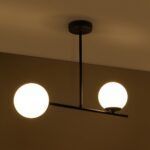 GLOBOSTAR® GLOBUS 201-0118 Μοντέρνο Φωτιστικό Οροφής με Ντουί 2 x E27 AC 220-240V IP20 - Λευκό & Μαύρο - Μ65 x Π15 x Υ23cm - Image 3