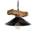 GLOBOSTAR® GLISTER PRO 201-0117 Vintage Κρεμαστό Φωτιστικό Οροφής με Ντουί 1 x E27 AC 220-240V IP20 - Μαύρο & Μπεζ - Μ25 x Π25 x Υ15cm