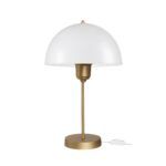 GLOBOSTAR® GAZETA 203-0304 Μοντέρνο Επιτραπέζιο Φωτιστικό Πορτατίφ με Ντουί 1 x E27 AC 220-240V IP20 - Λευκό Δίαφανο & Μπρονζέ  - Μ25 x Π25 x Υ39cm - Image 2