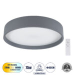 GLOBOSTAR® NARNIA 61258 Μοντέρνο Φωτιστικό Οροφής LED 75W 8625lm 120° AC 220-240V IP20 Ρυθμιζόμενο Λευκό CCT με Χειριστήριο από 2700K έως 6000K Dimmable - Lumileds SMD Chip - Γκρι Ανθρακί Ματ - Μ45 x Π45 x Υ8cm - 3 Χρόνια Εγγύηση - Image 2