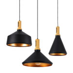 GLOBOSTAR® CALYPSO 01334 Μοντέρνο Κρεμαστό Φωτιστικό Οροφής με Ντουί 3 x E27 AC 220-240V IP20 - Μαύρο & Μπρούτζινο - Μ110 x Π110 x Υ35cm - Σετ 3 Τεμαχίων - Image 2