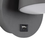 GLOBOSTAR® REGENCY 61375 Μοντέρνο Φωτιστικό Τοίχου - Απλίκα Ξενοδοχείου Reading Light με Φορτιστή USB 3A LED 8W 920lm 120° AC 220-240V IP20 Φυσικό Λευκό 4500K - Bridgelux SMD Chip & TÜV SÜD Driver - Γκρι Ανθρακί Ματ - Μ12 x Π12 x Υ13cm - 3 Χρόνια Εγγύηση - Image 6