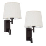 GLOBOSTAR® ROULETTE-R 61381 Μοντέρνο Φωτιστικό Τοίχου - Απλίκα Ξενοδοχείου Reading Light με Φορτιστή USB 3A & Ντουί 1 x E27 LED 3W 360lm 36° & 360° AC 220-240V IP20 Φυσικό Λευκό 4500K - Bridgelux COB Chip & TÜV SÜD Driver - Καφέ & Μπεζ - Μ22 x Π23.5 x Υ37cm - Σετ 2 Τεμαχίων - 3 Χρόνια Εγγύηση - Image 2