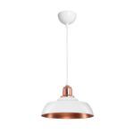 GLOBOSTAR® LOAN 203-0282 Μοντέρνο Κρεμαστό Φωτιστικό Οροφής με Ντουί 1 x E27 AC 220-240V IP20 - Λευκό & Μπρονζέ  - Μ25.5 x Π25.5 x Υ17cm - Image 2