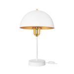 GLOBOSTAR® GAZETA 203-0302 Μοντέρνο Επιτραπέζιο Φωτιστικό Πορτατίφ με Ντουί 1 x E27 AC 220-240V IP20 - Λευκό & Χρυσό  - Μ25 x Π25 x Υ39cm - Image 2