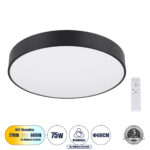 GLOBOSTAR® BURTON 61202-S Μοντέρνο Φωτιστικό Οροφής LED 75W 8625lm 120° AC 220-240V IP20 Ρυθμιζόμενο Λευκό CCT με Χειριστήριο από 2700K έως 6000K Dimmable - Lumileds SMD Chip - Μαύρο Ματ - Μ60 x Π60 x Υ8cm - 3 Χρόνια Εγγύηση - Image 2