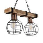 GLOBOSTAR® STARLO 201-0005 Vintage Κρεμαστό Φωτιστικό Οροφής με Ντουί 2 x E27 AC 220-240V IP20 - Μπεζ & Μαύρο - Μ38 x Π16 x Υ23cm - Image 2