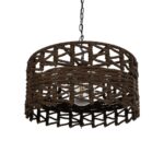 GLOBOSTAR® VERA 999-0069 Boho Κρεμαστό Φωτιστικό Οροφής με Ντουί 1 x E27 AC 220-240V IP20 - Καφέ - Μ50 x Π50 x Υ25cm