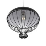 GLOBOSTAR® SOBRINO 999-0112 Vintage Κρεμαστό Φωτιστικό Οροφής με Ντουί 1 x E27 AC 220-240V IP20 - Μαύρο - Μ45 x Π45 x Υ45cm - Image 5