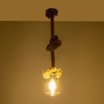 GLOBOSTAR® JAM 999-0116 Vintage Κρεμαστό Φωτιστικό Οροφής με Ντουί 1 x E27 AC 220-240V IP20 - Διάφανο & Μπεζ - Μ13 x Π13 x Υ125cm - Image 2