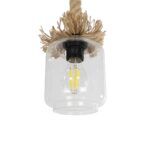 GLOBOSTAR® JAM 999-0116 Vintage Κρεμαστό Φωτιστικό Οροφής με Ντουί 1 x E27 AC 220-240V IP20 - Διάφανο & Μπεζ - Μ13 x Π13 x Υ125cm - Image 6