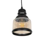 GLOBOSTAR® OLIVER 999-0187 Vintage Κρεμαστό Φωτιστικό Οροφής με Ντουί 1 x E27 AC 220-240V IP20 - Μελί & Μαύρο - Μ15 x Π15 x Υ21.5cm