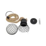 GLOBOSTAR® URBAN 999-0191 Vintage Κρεμαστό Φωτιστικό Οροφής με Ντουί 1 x E27 AC 220-240V IP20 - Μαύρο & Μπεζ - Μ15 x Π15 x Υ80cm - Image 9