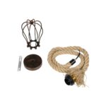 GLOBOSTAR® CAMBER 999-0200 Vintage Κρεμαστό Φωτιστικό Οροφής με Ντουί 1 x E27 AC 220-240V IP20 - Χάλκινο & Μπεζ - Μ12 x Π12 x Υ80cm - Image 8