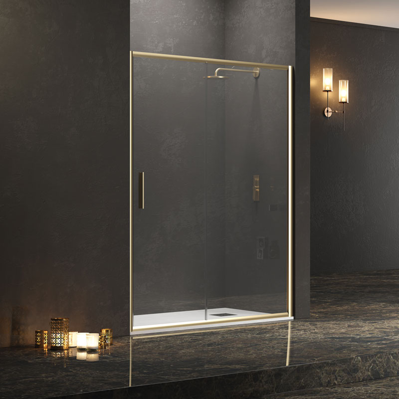 EFEO400110 Καμπίνα από τοίχο σε τοίχο με διάφανο κρύσταλλο EFE 400 Gold KARAG 110x190cm - Image 1
