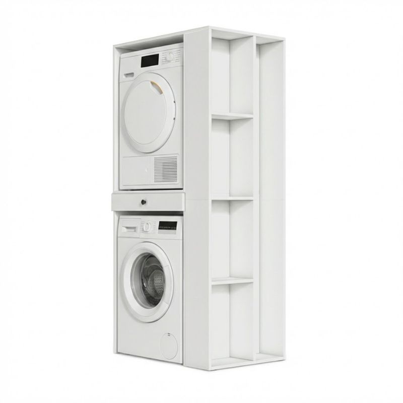 GP026-01221-0 Έπιπλο πλυντηρίου - στεγνωτηρίου Bace Megapap χρώμα λευκό 90x60x187εκ. - Image 1