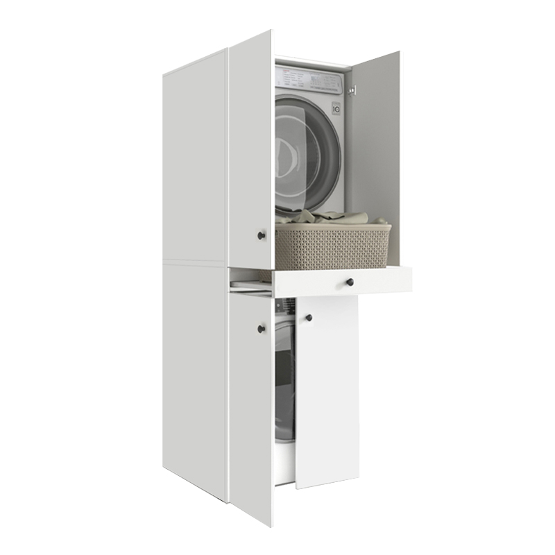 GP026-01231-0 Έπιπλο πλυντηρίου - στεγνωτηρίου Kindi Megapap χρώμα λευκό 70x60x187εκ. - Image 1