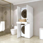 Έπιπλο πλυντηρίου - στεγνωτηρίου Kindi Megapap χρώμα λευκό 70x60x187εκ. - Image 2