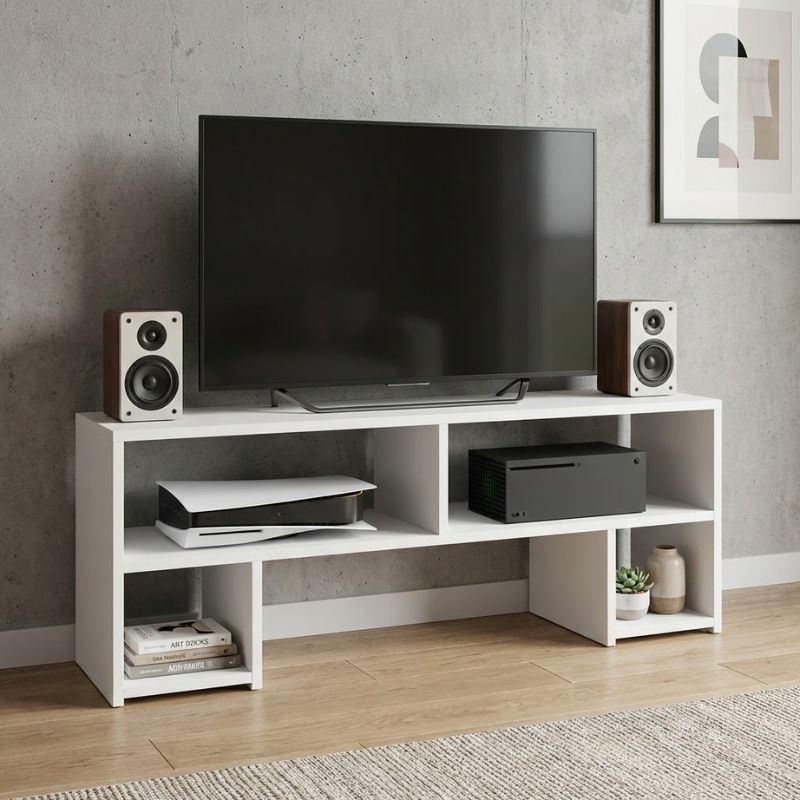 GP026-01251-0 Έπιπλο τηλεόρασης Dabi Megapap χρώμα λευκό 120x30x40εκ. - Image 1